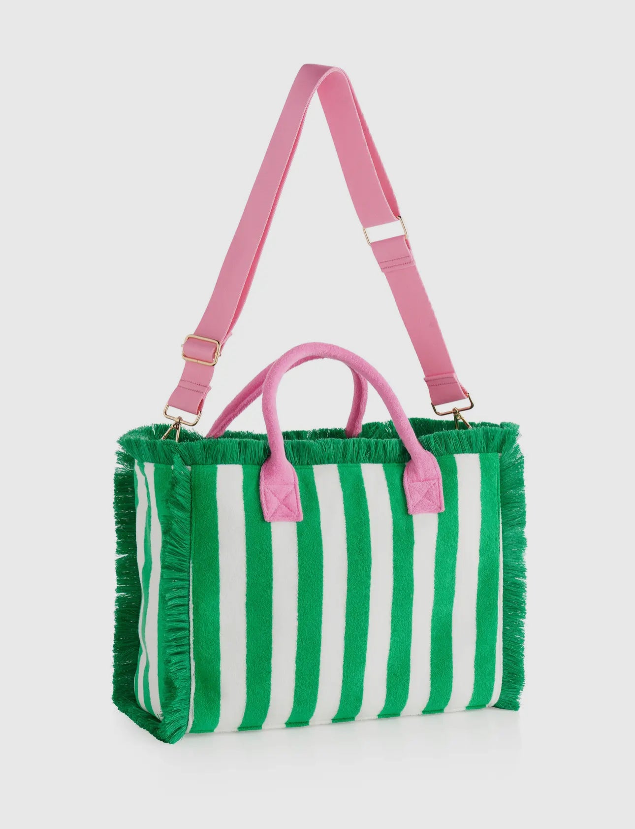 Green stripe beach bag