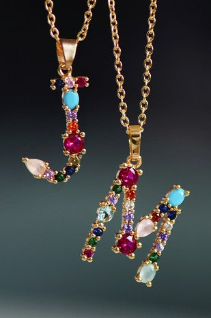 Gemstone Initial Necklace
