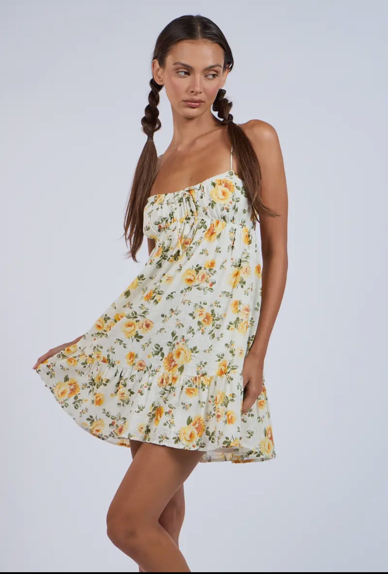 Lemon Floral Mini Dress