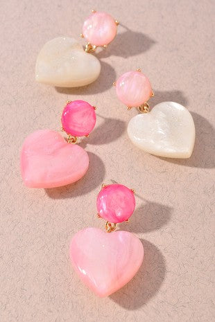 Heart droplet dangle earrings