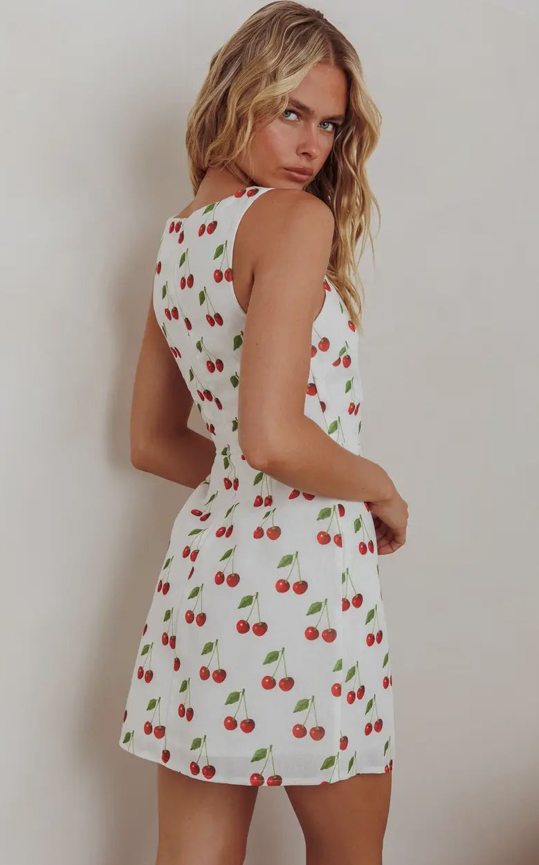 Square neck cherry dress