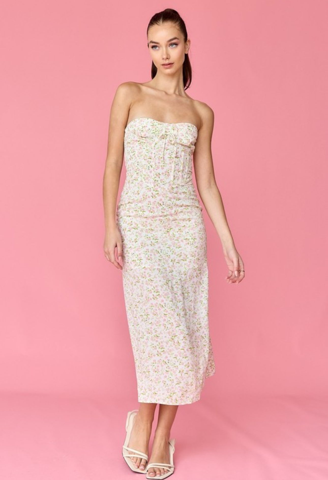 Maya strapless midi dress