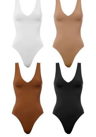 Deep V seamless tank bodysuit