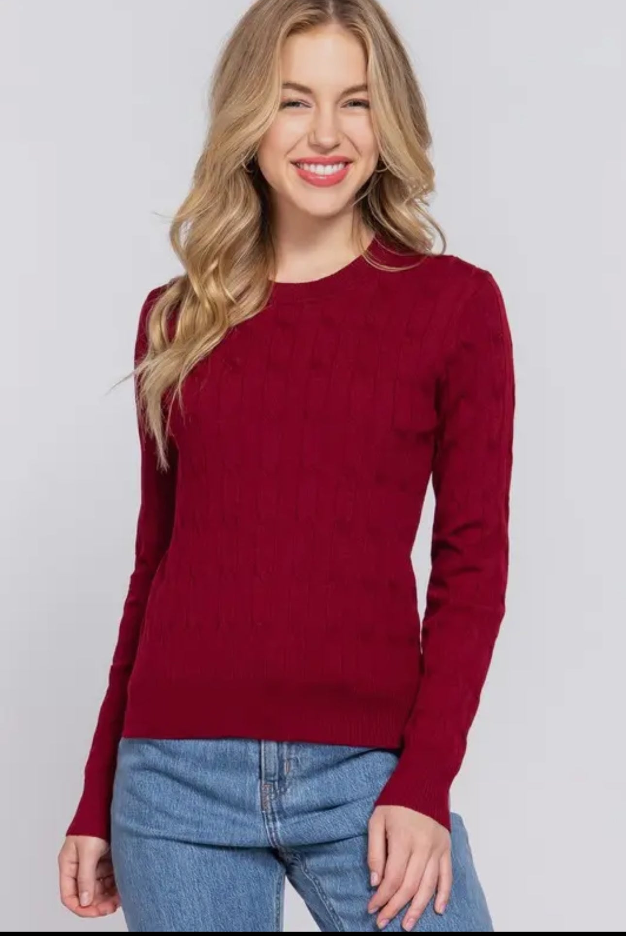 Long sleeve cable sweater