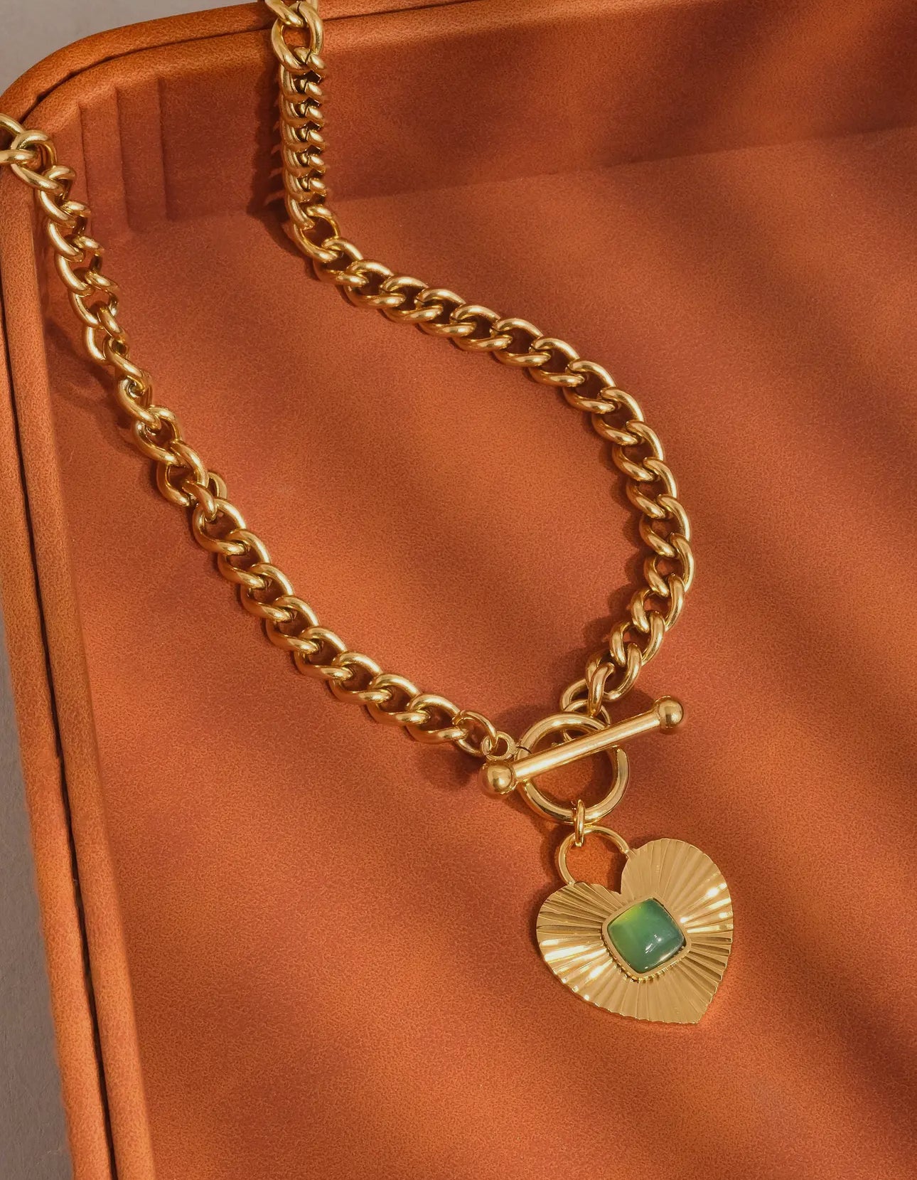 Emerald heart 18k over sterling necklace