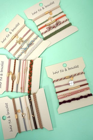 Boho hair-tie bracelet stack