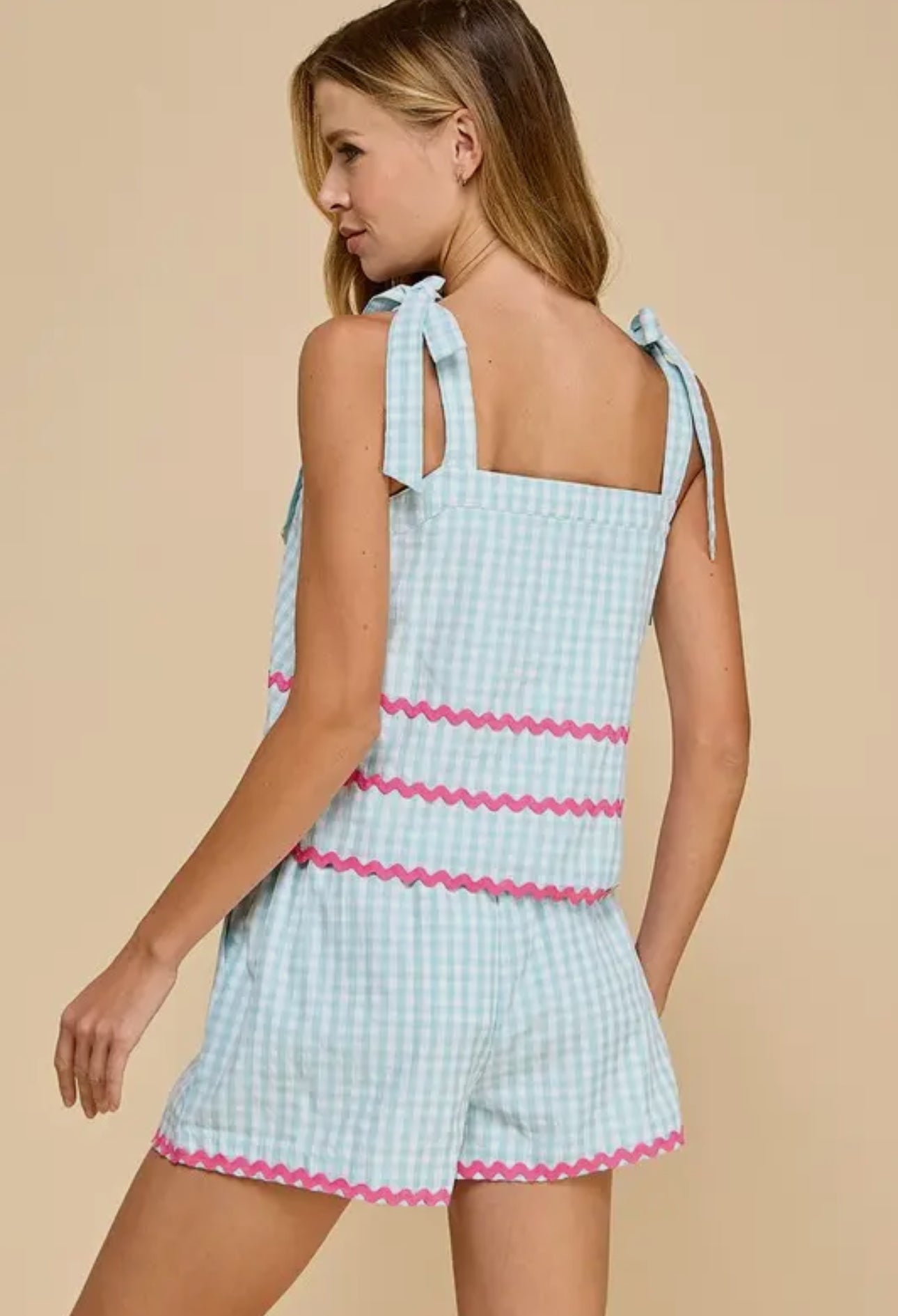 Gingham Contrast Top