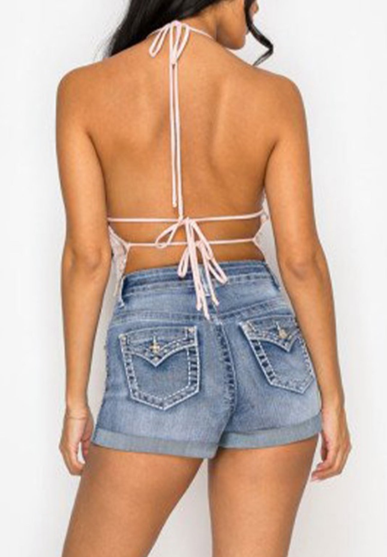 Rhinestone denim shorts