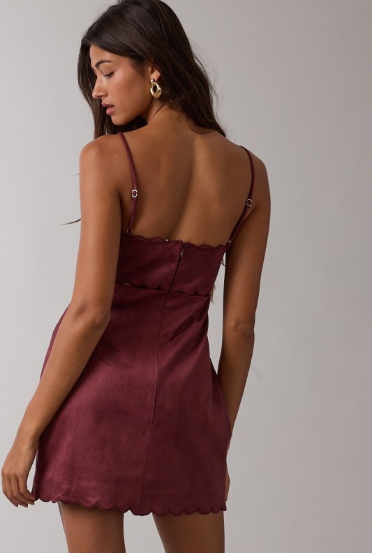 Suede Scallop Dress