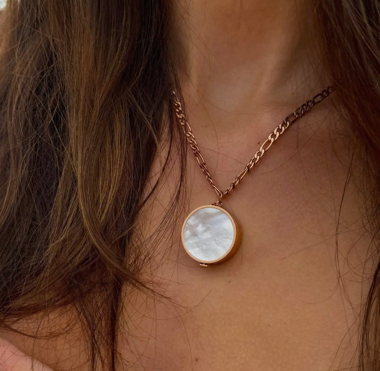 Mother of Pearl 14k lip balm necklace