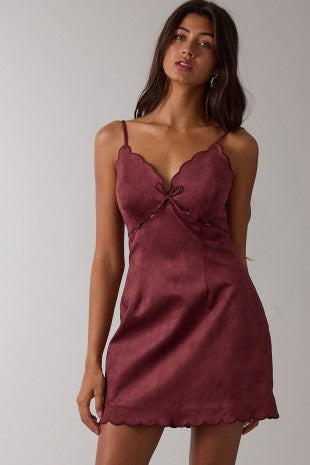 Suede Scallop Dress