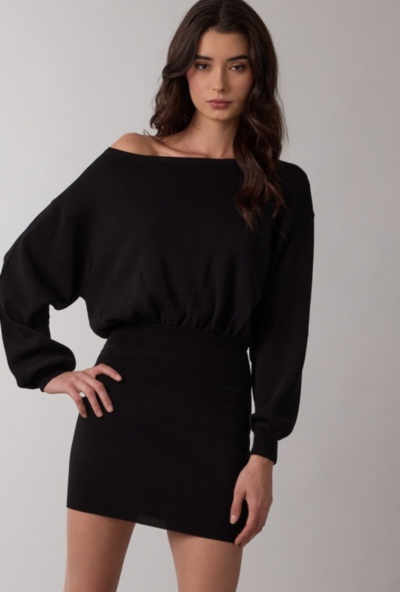 Off shoulder sweater dress