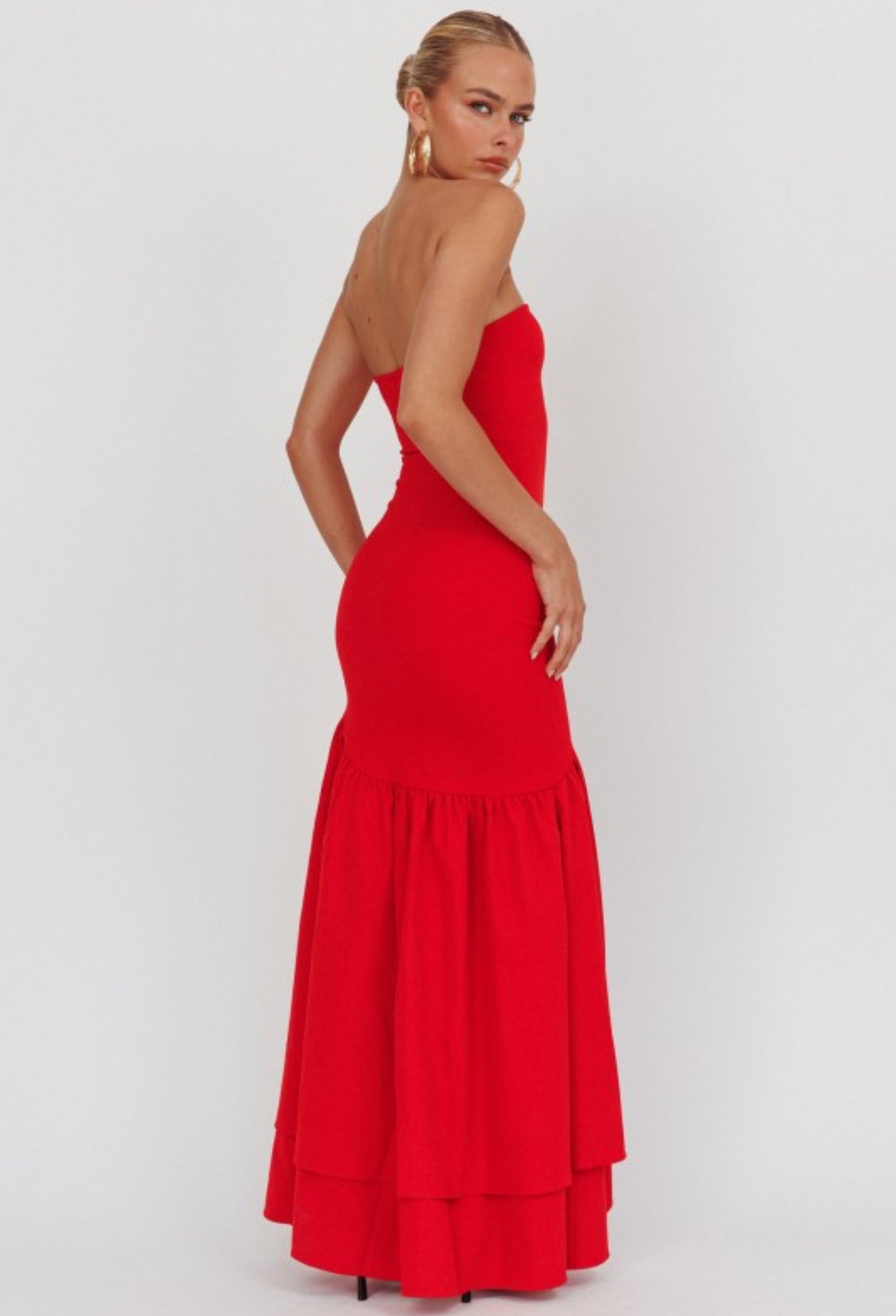 Crimson Cascade Dress