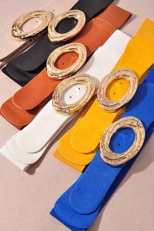 Gold buckle stretch belt