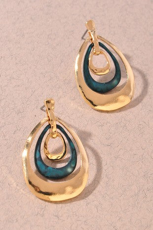 Two toned teardrop earrings