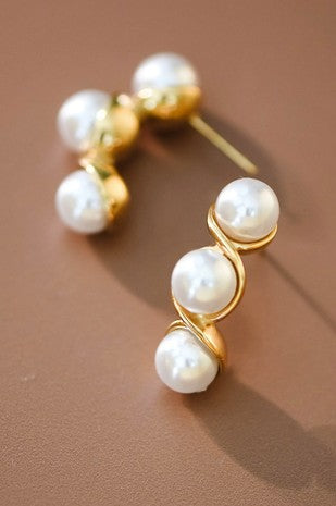 Pearl dropped half hoop earrings