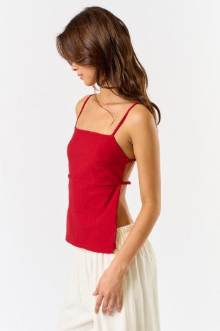 Cherry Open Back Cami Top
