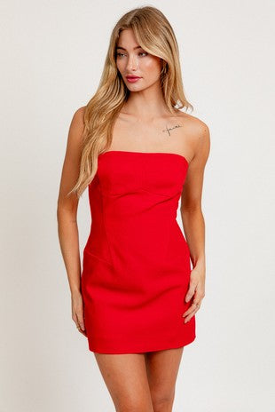 Red Hot Strapless Dress