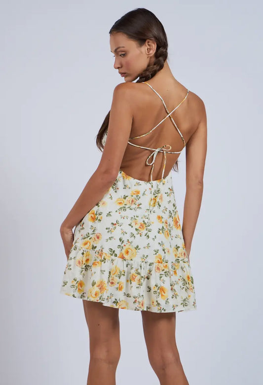 Lemon Floral Mini Dress