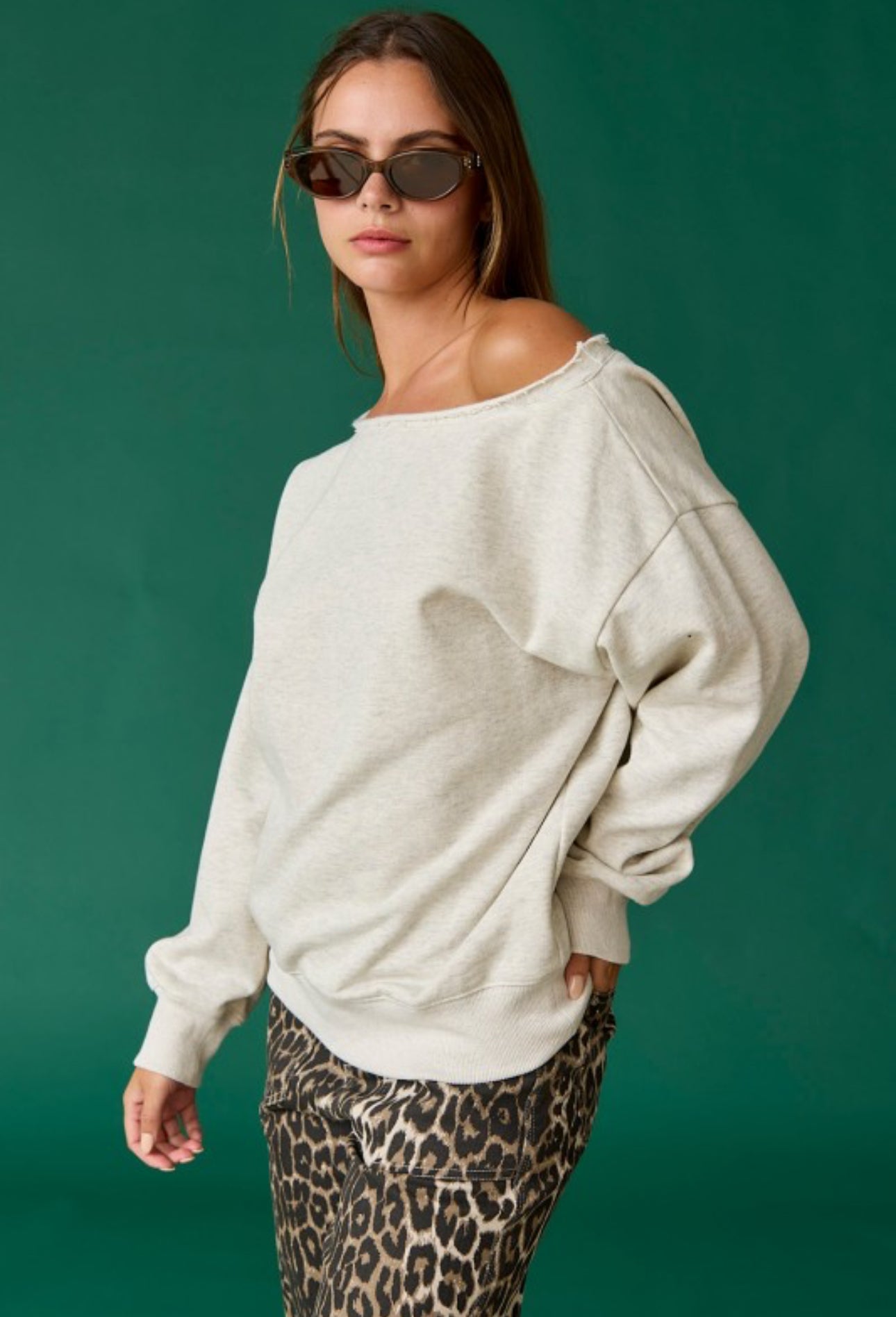 Loose Fit Off Shoulder Sweatshirt