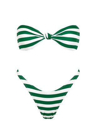 Palm Stripe Bandeau Bikini Top