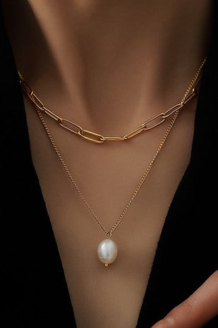 Adele 18k non-tarnish pearl drop  necklace