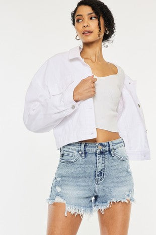 Frey hem denim shorts