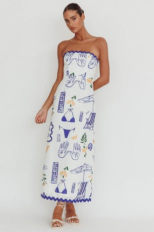 Santorini Sketch Strapless Midi