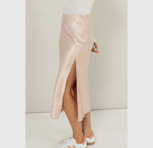 Satin midi skirt