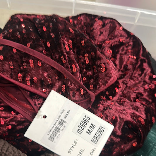 Velvet burgundy mini dress