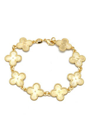 Gold filled link chain clover bracelet