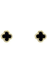 Onyx 18k gold over sterling silver clover earrings