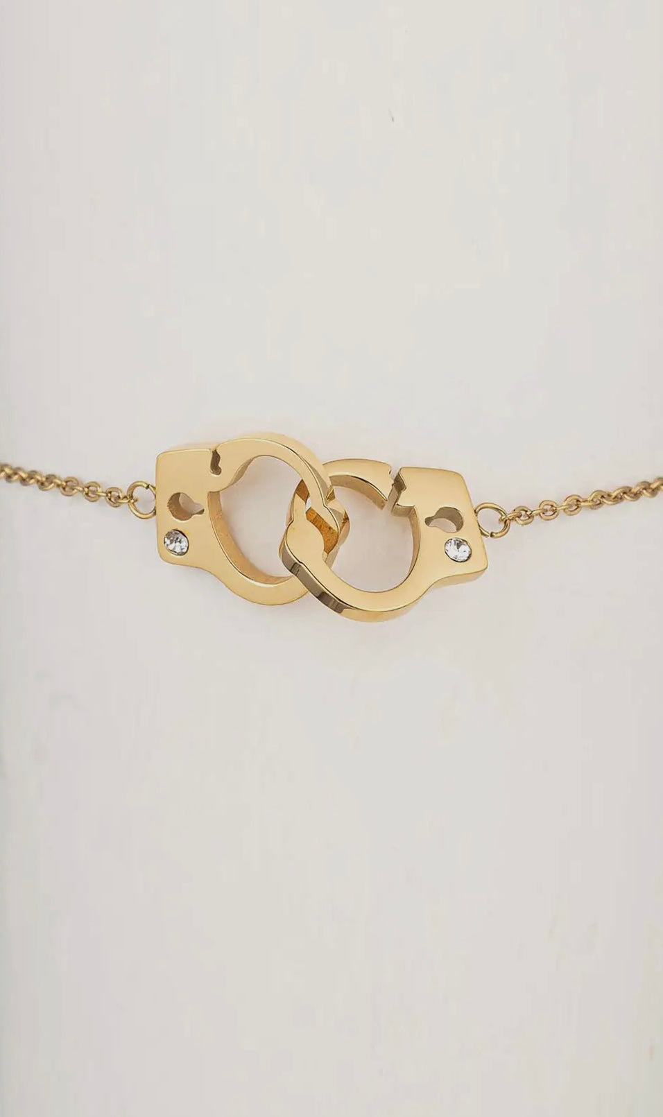Gold Handcuff Bracelet with Crystals