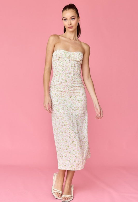 Maya strapless midi dress