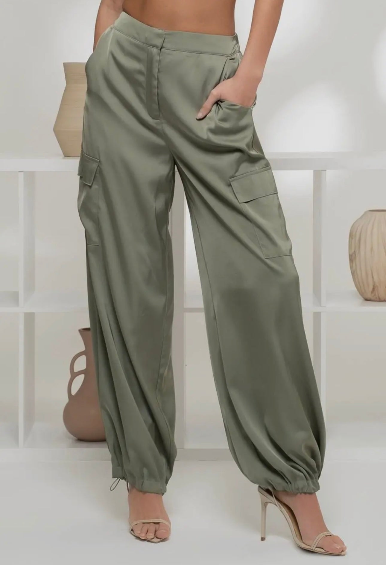 Satin cargo pants