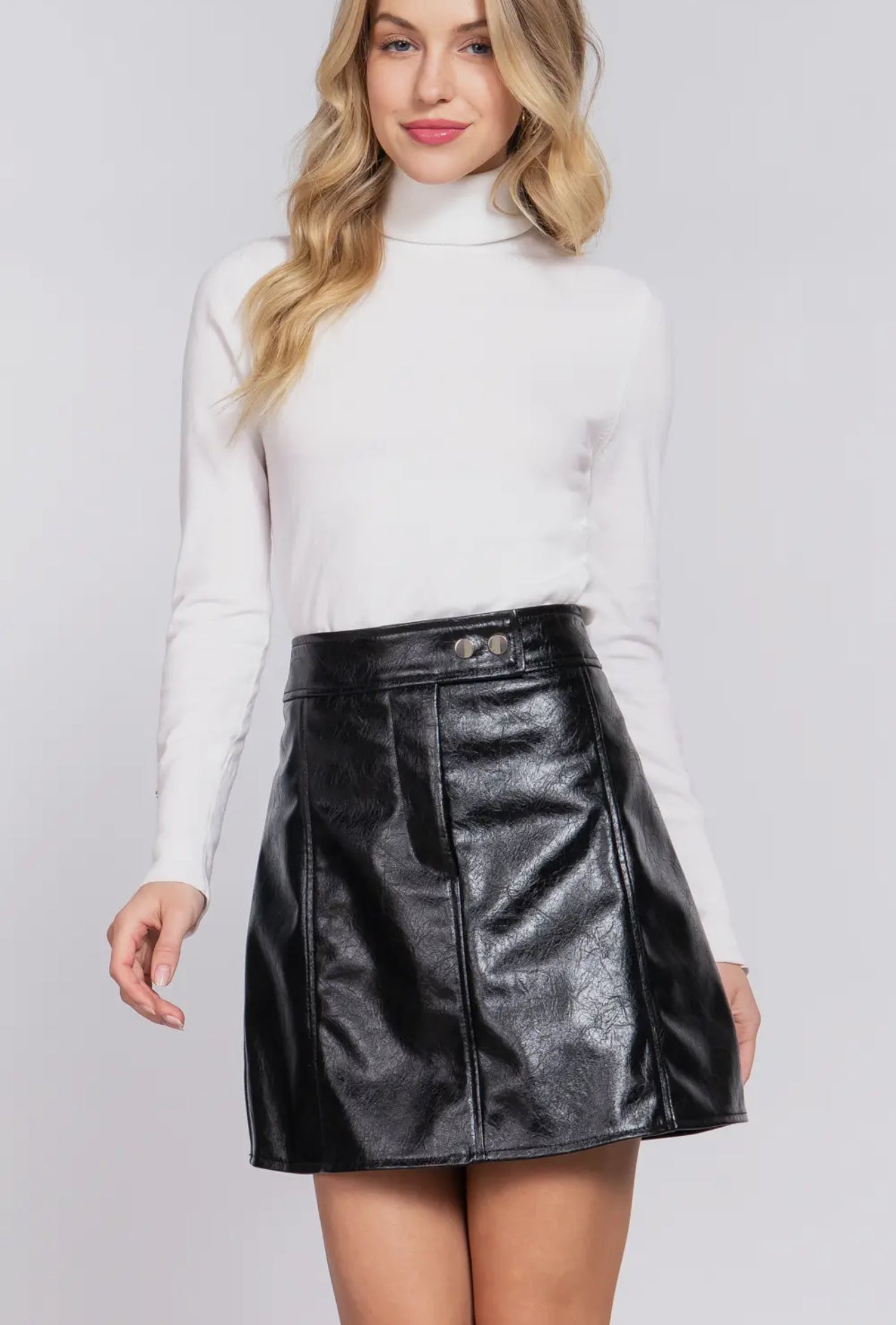 Faux leather A line mini skirt