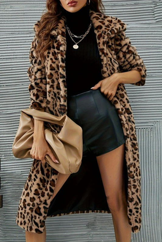 Leopard Long Fur Coat