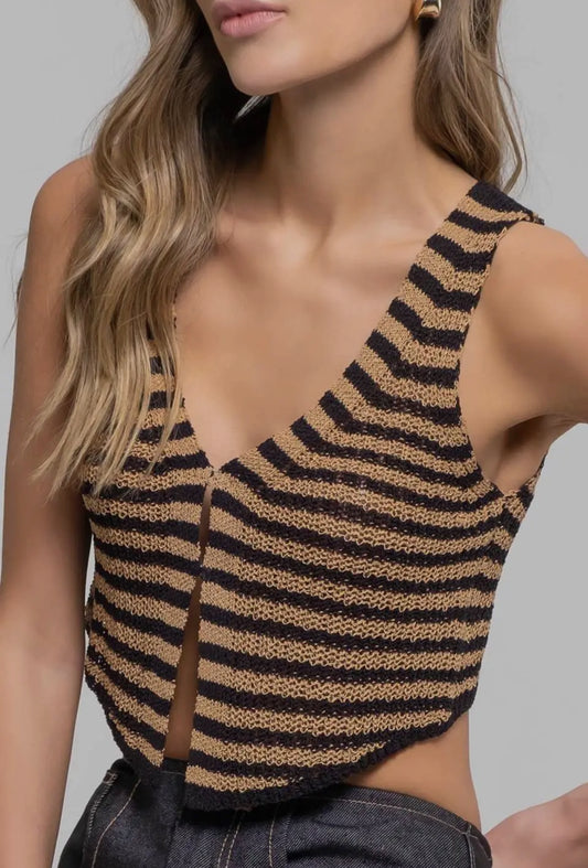 V neck stripe sweater vest