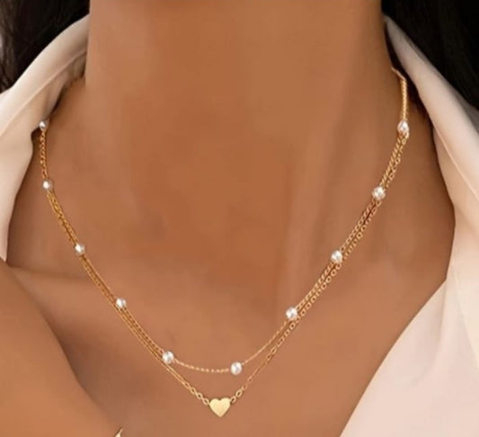 Sweetheart Pearl Layered Necklace
