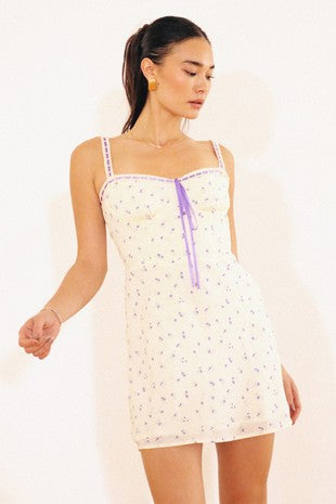 Custard purple floral dress