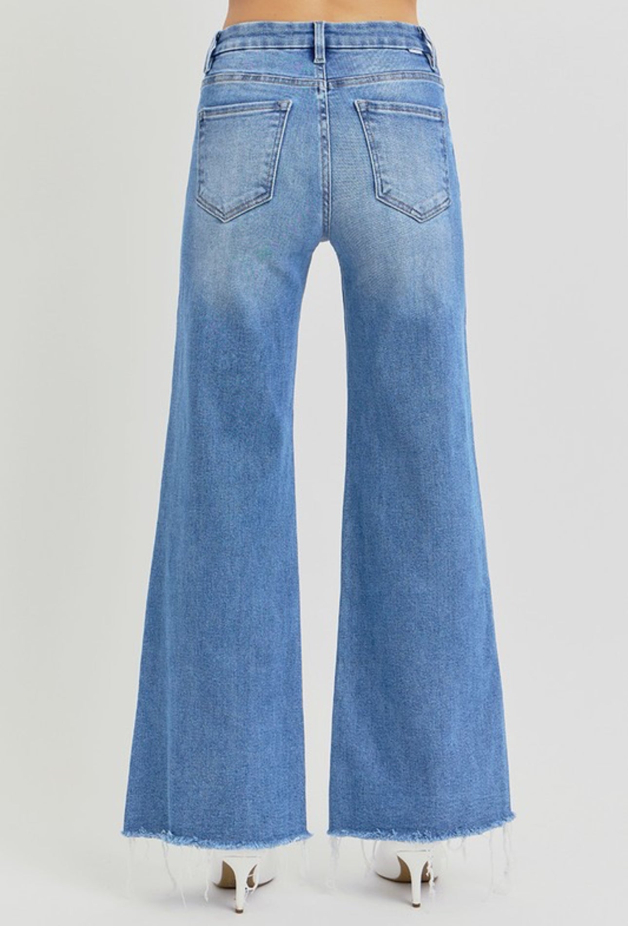 Mid rise wide leg jeans