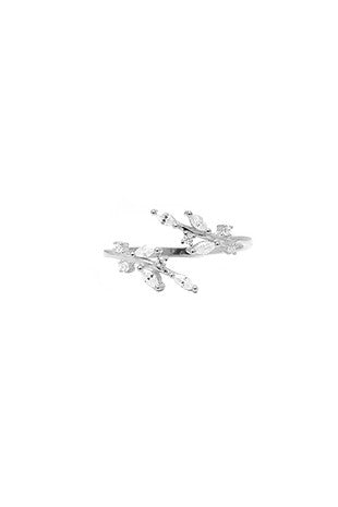 Love affair leaf ring with crystals