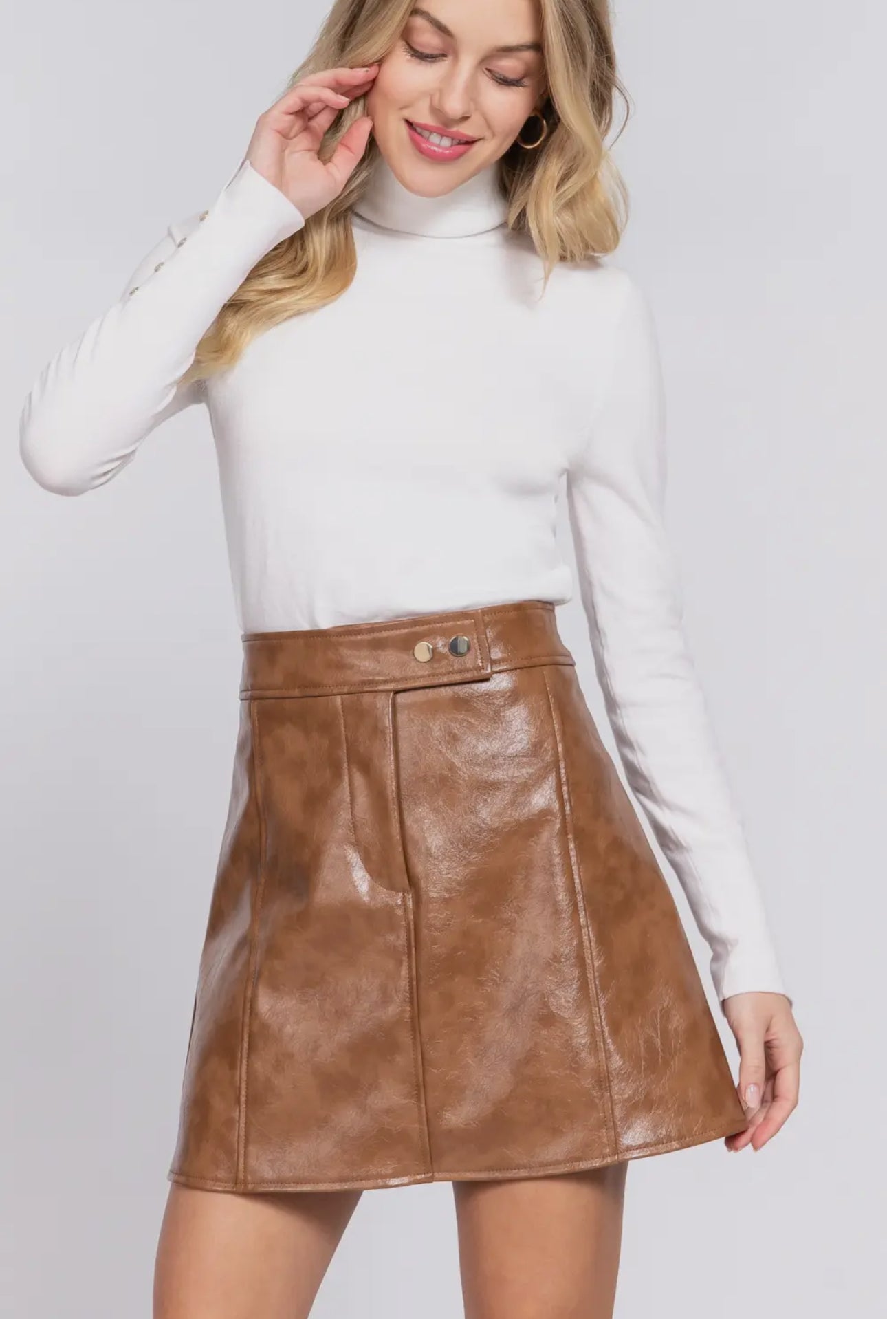 Faux leather A line mini skirt