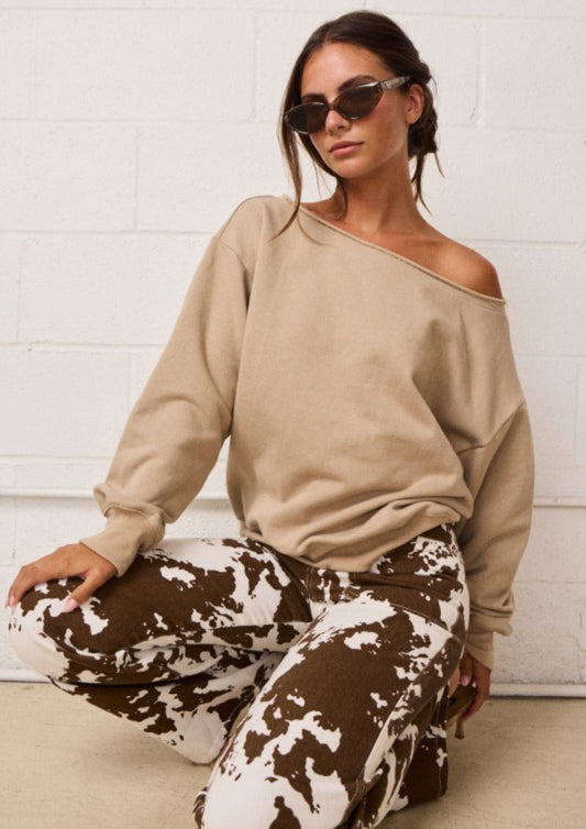 Loose Fit Off Shoulder Sweatshirt