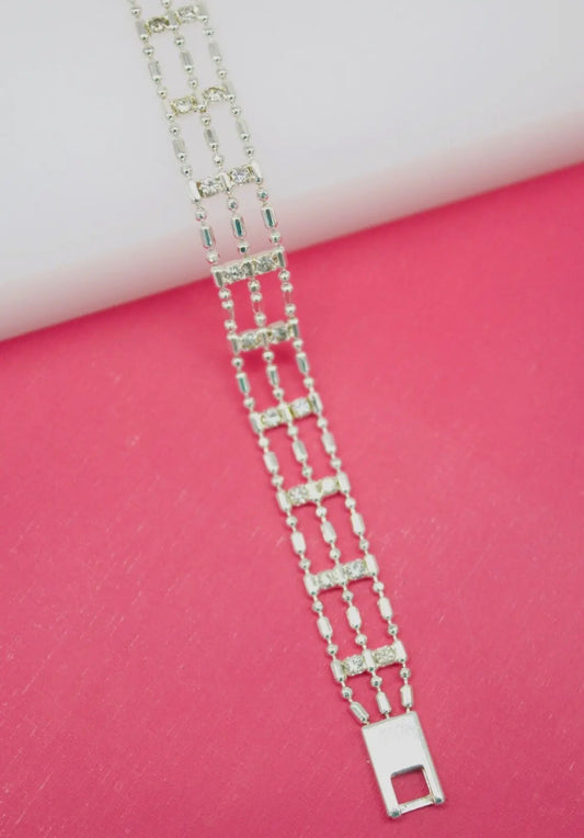 Rhodium Filled Bar Bracelet
