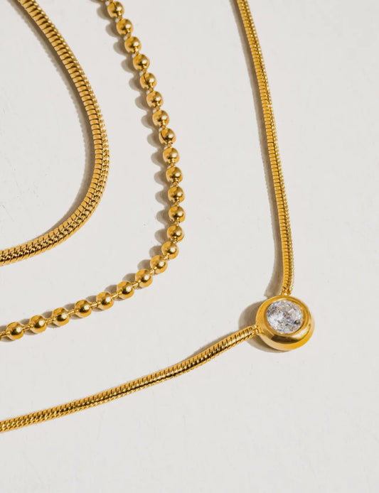 Golden Trio Layered Necklace