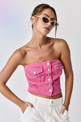 Rose Revival Denim Tube Top