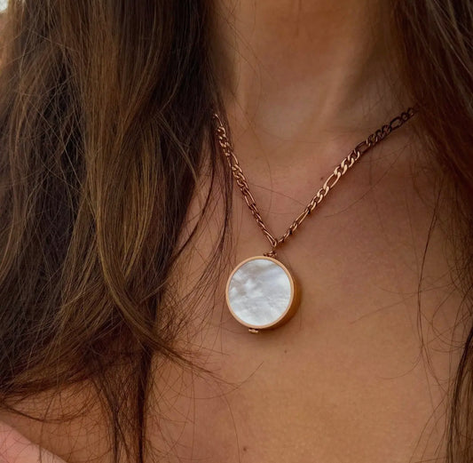 Mother of Pearl 14k lip balm necklace