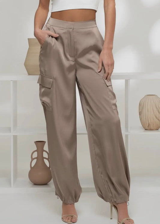 Satin cargo pants