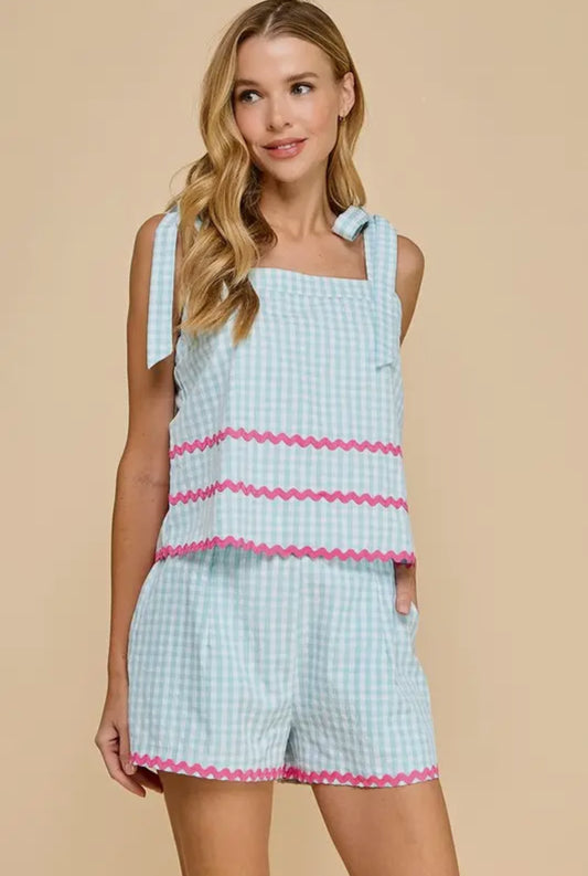 Gingham Contrast Top